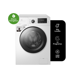Lavarropas TCL EFFIWASH Inverter Carga Frontal 8kg 1400rpm Blanco